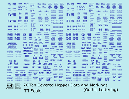 Dimensional and Weight Data 70 Ton Covered Hopper Gothic Font