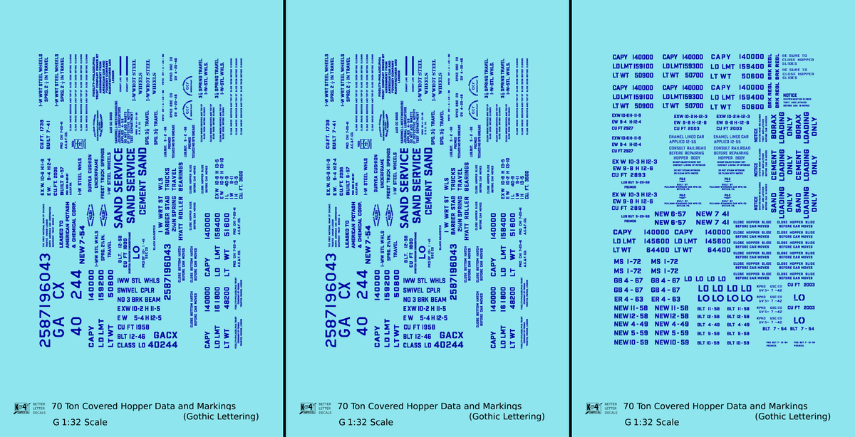 Dimensional and Weight Data 70 Ton Covered Hopper Gothic Font