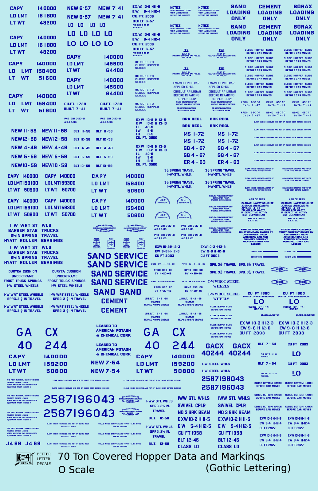 Dimensional and Weight Data 70 Ton Covered Hopper Gothic Font