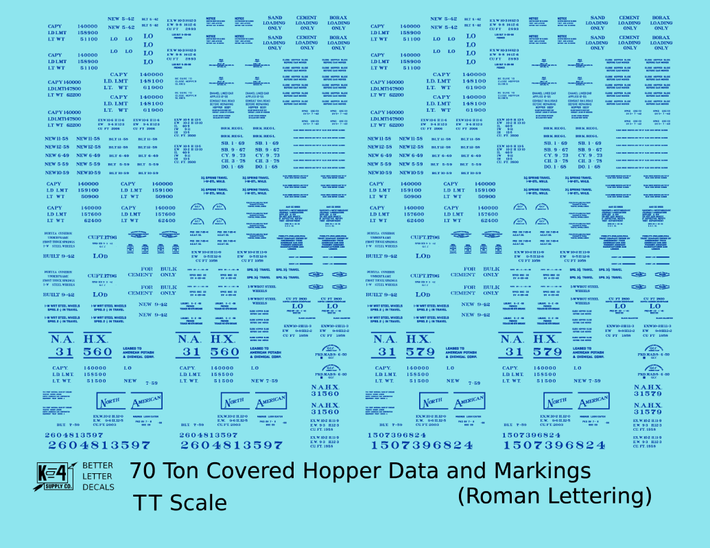 Data Only 70 Ton Covered Hopper Railroad Roman