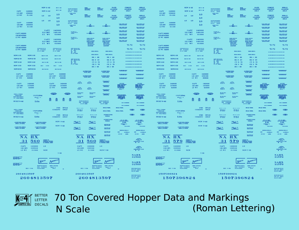 Data Only 70 Ton Covered Hopper Railroad Roman