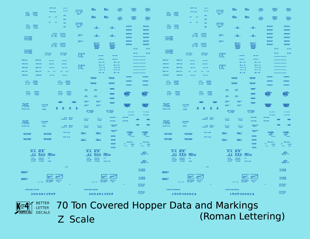Data Only 70 Ton Covered Hopper Railroad Roman