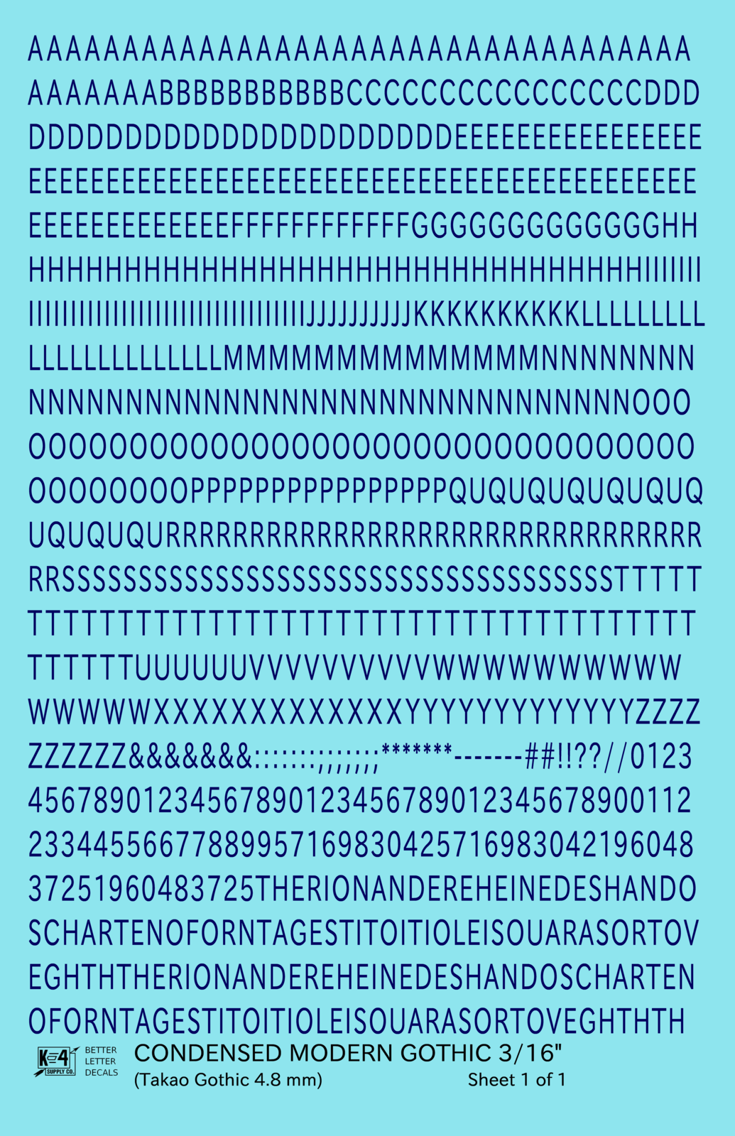 Condensed Modern Gothic Letter Number Alphabet