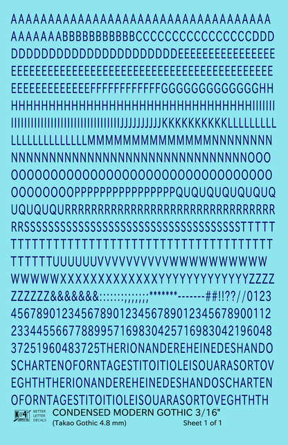 Condensed Modern Gothic Letter Number Alphabet