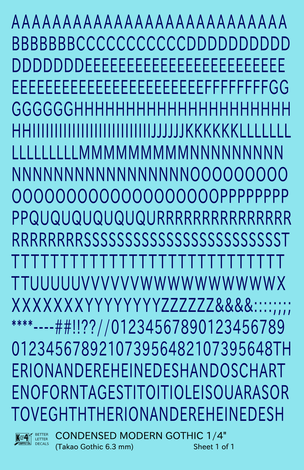 Condensed Modern Gothic Letter Number Alphabet