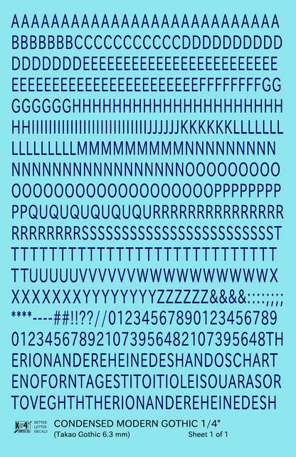 Condensed Modern Gothic Letter Number Alphabet