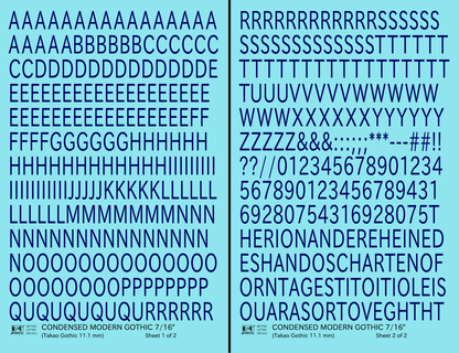 Condensed Modern Gothic Letter Number Alphabet