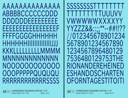 Condensed Modern Gothic Letter Number Alphabet