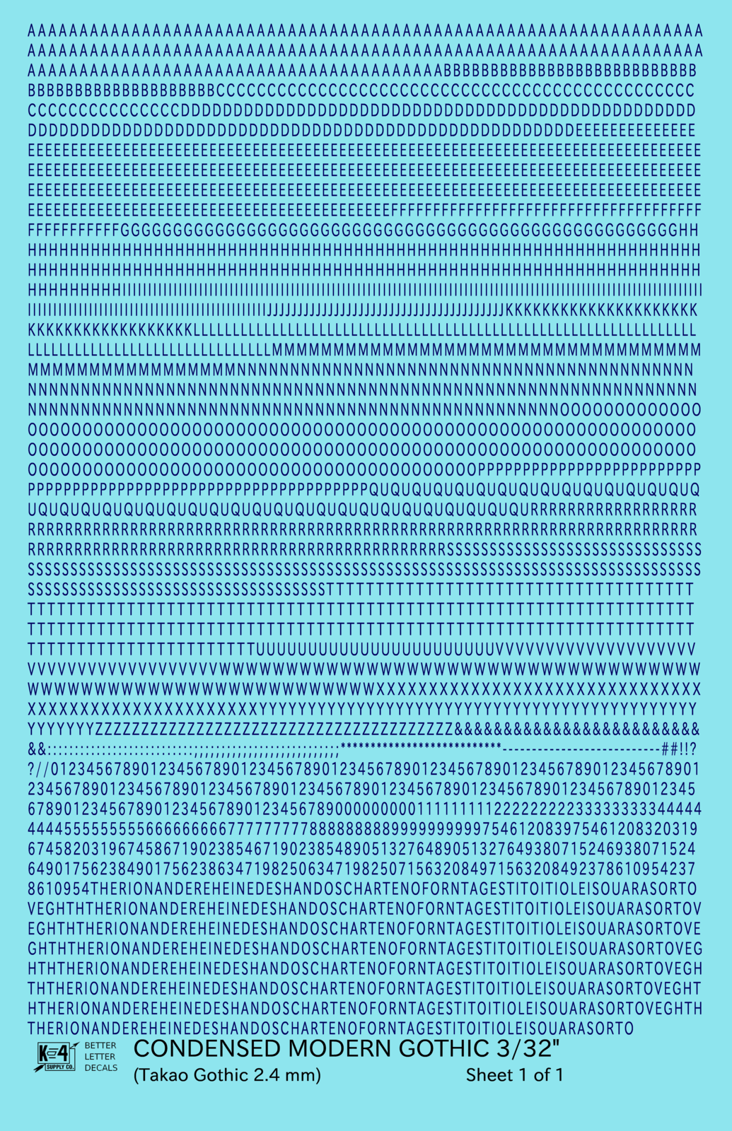 Condensed Modern Gothic Letter Number Alphabet