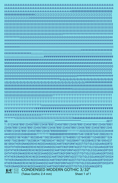 Condensed Modern Gothic Letter Number Alphabet