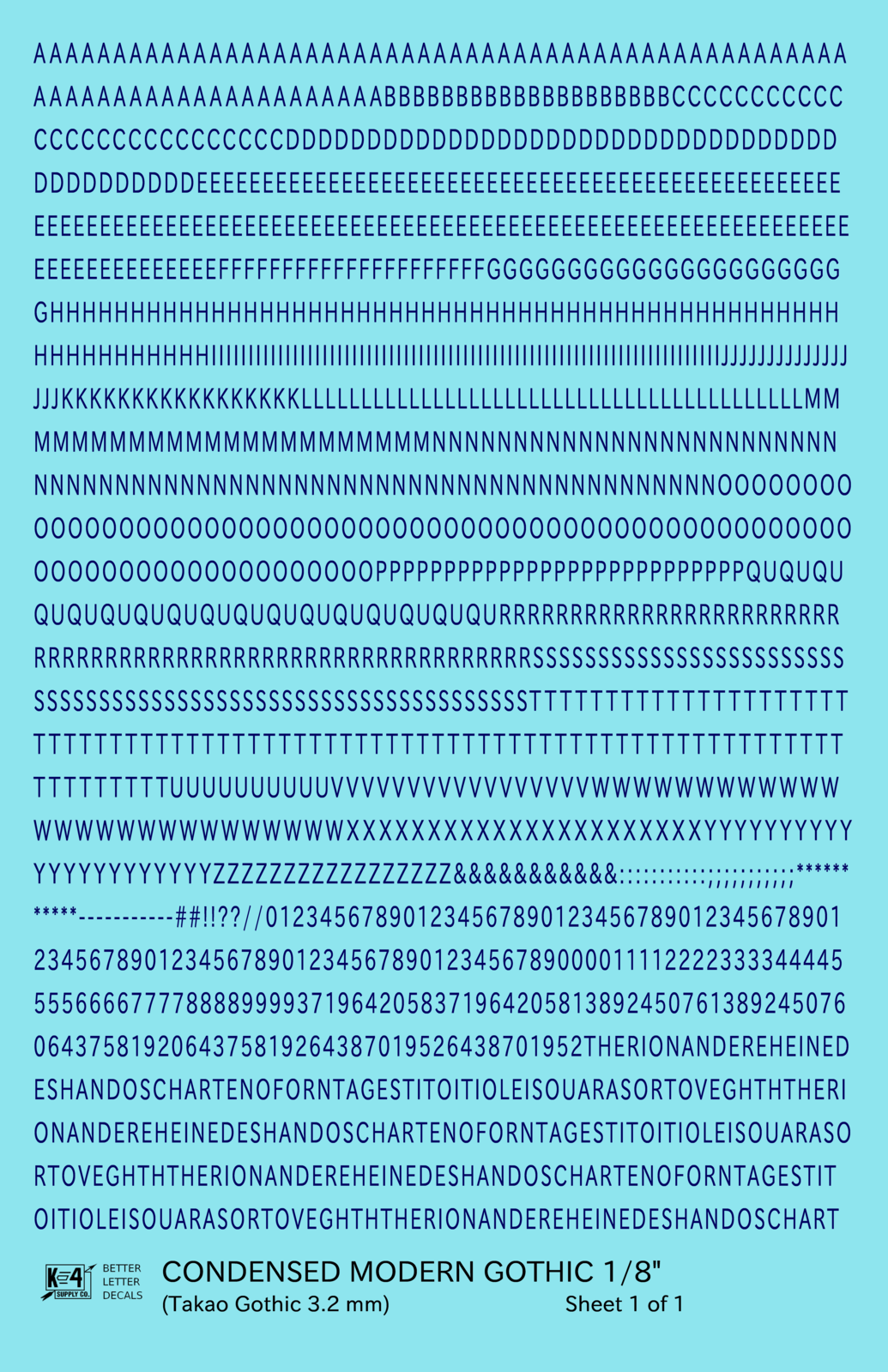 Condensed Modern Gothic Letter Number Alphabet