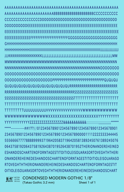 Condensed Modern Gothic Letter Number Alphabet