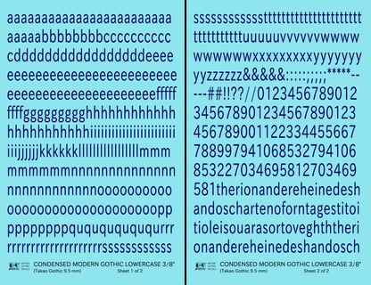Lowercase Condensed Modern Gothic Letter Alphabet