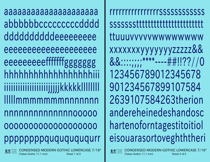 Lowercase Condensed Modern Gothic Letter Alphabet