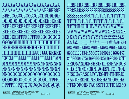 Condensed Roman Letter Number Alphabet