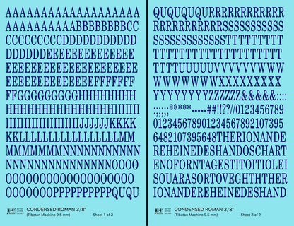 Condensed Roman Letter Number Alphabet