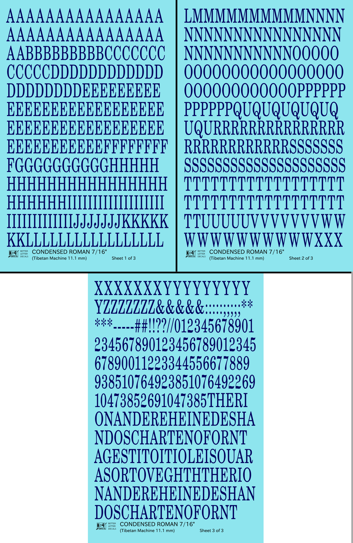 Condensed Roman Letter Number Alphabet