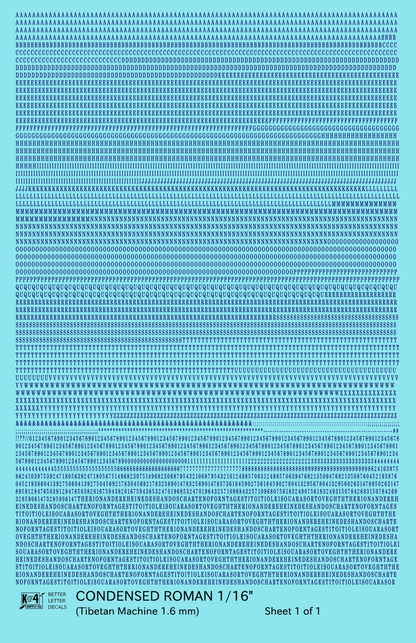 Condensed Roman Letter Number Alphabet