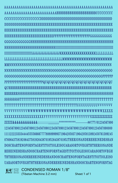 Condensed Roman Letter Number Alphabet