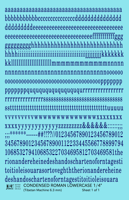 Lowercase Condensed Roman Letter Number Alphabet