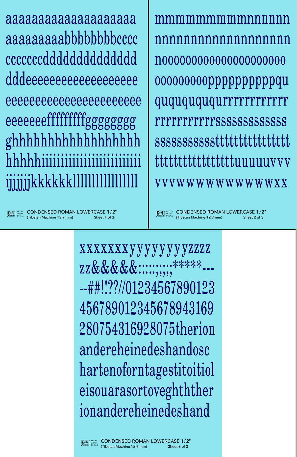 Lowercase Condensed Roman Letter Number Alphabet