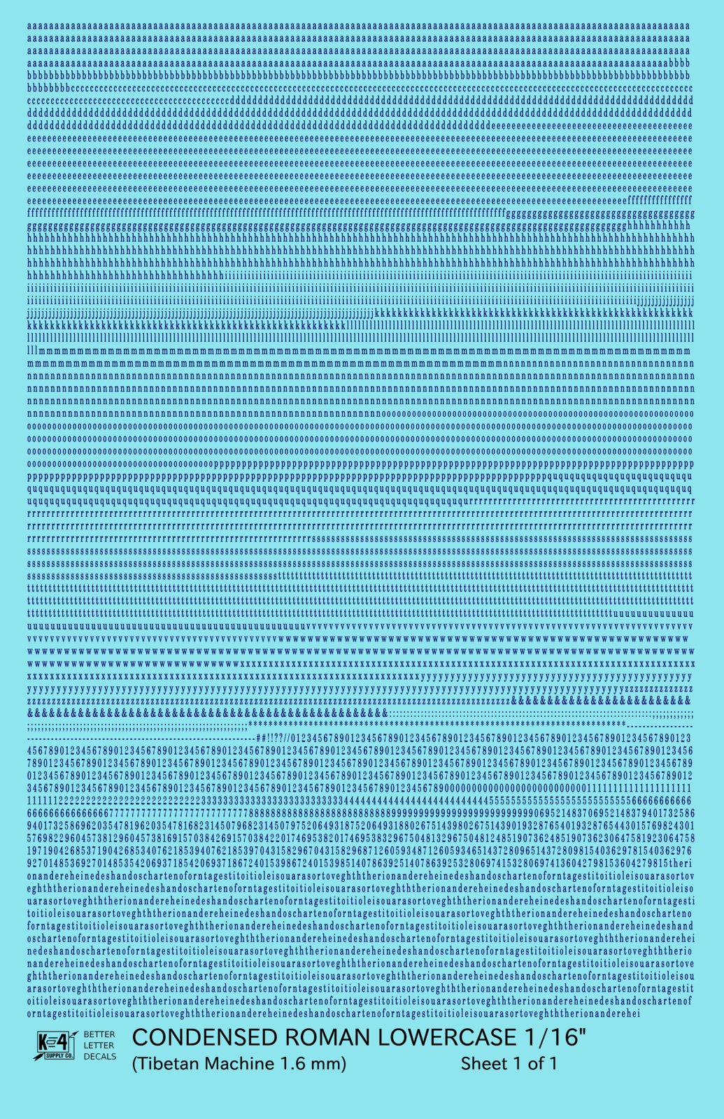 Lowercase Condensed Roman Letter Number Alphabet