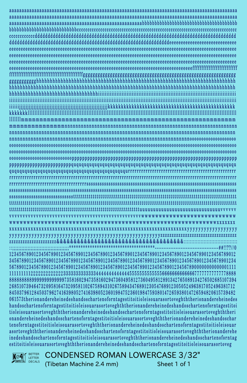 Lowercase Condensed Roman Letter Number Alphabet