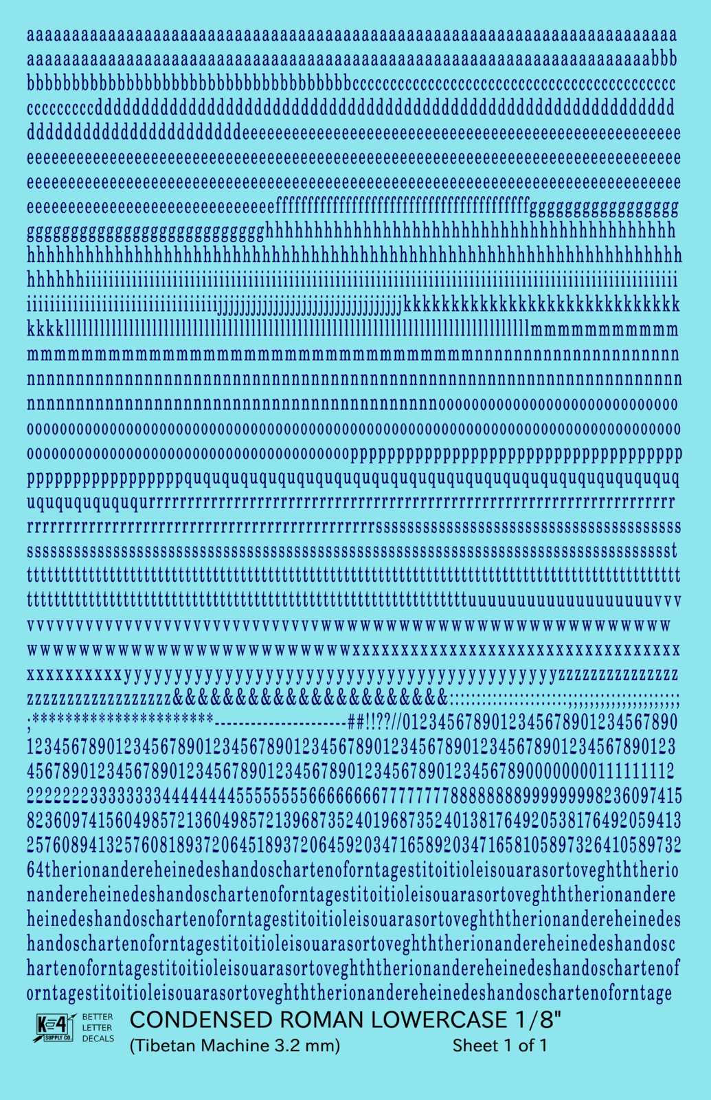 Lowercase Condensed Roman Letter Number Alphabet