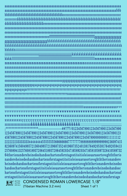 Lowercase Condensed Roman Letter Number Alphabet