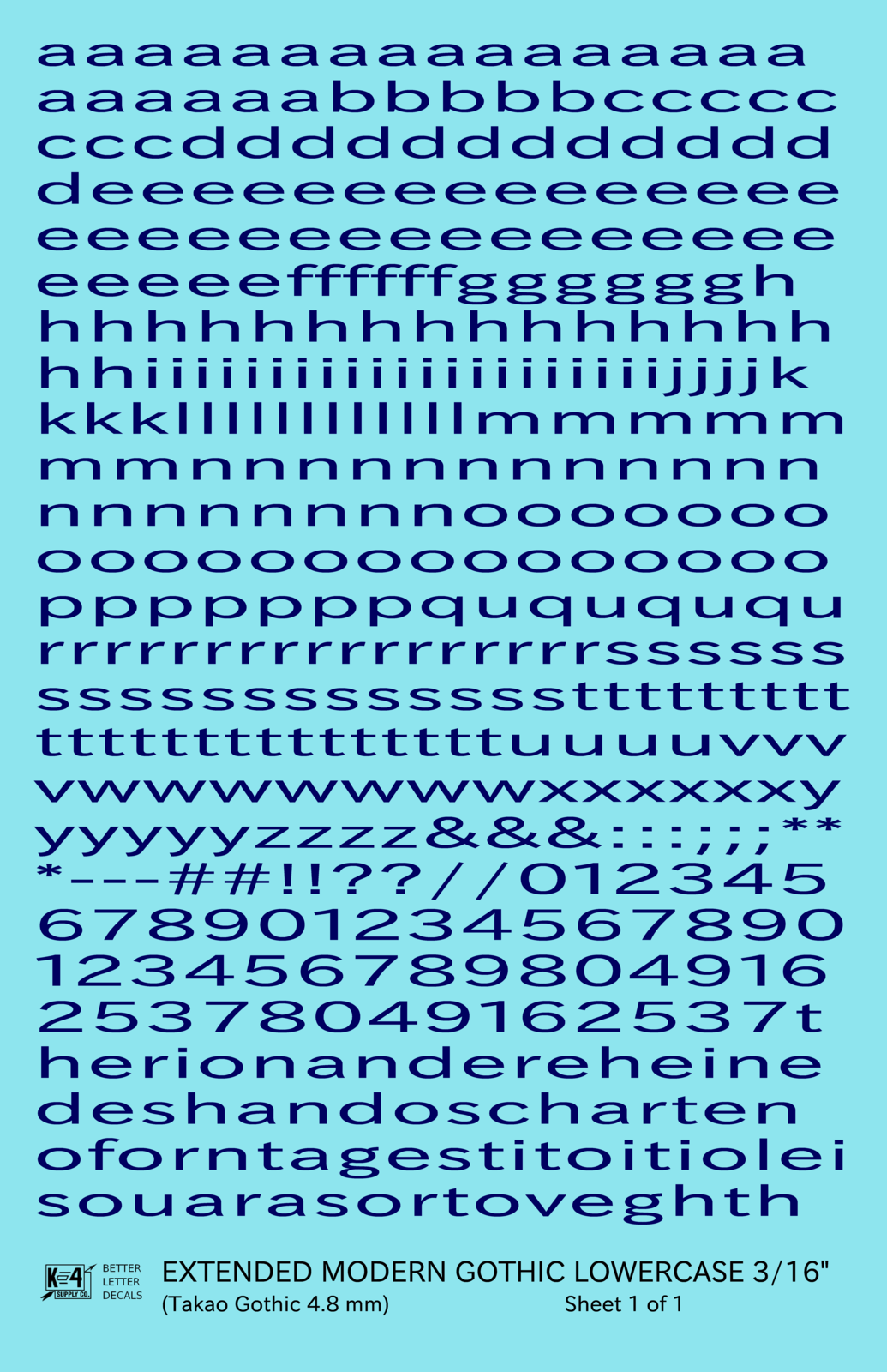 Lowercase Extended Modern Gothic Letter Alphabet