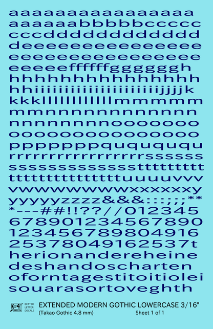 Lowercase Extended Modern Gothic Letter Alphabet