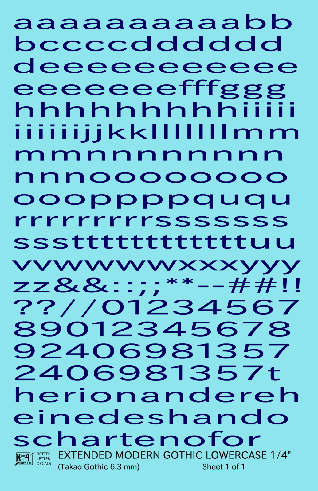 Lowercase Extended Modern Gothic Letter Alphabet