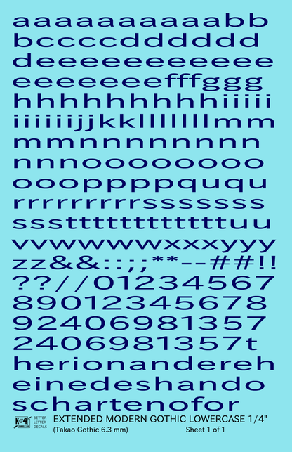 Lowercase Extended Modern Gothic Letter Alphabet