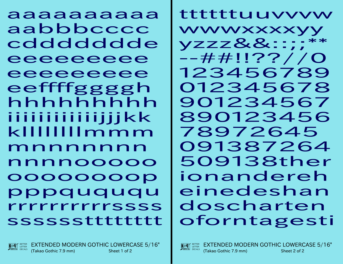 Lowercase Extended Modern Gothic Letter Alphabet