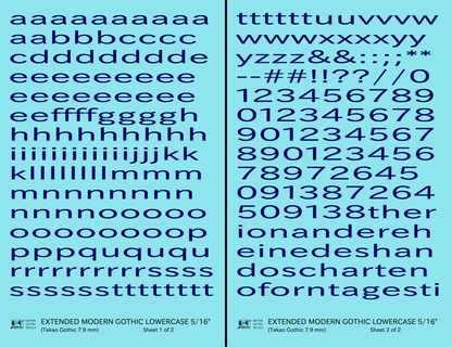 Lowercase Extended Modern Gothic Letter Alphabet