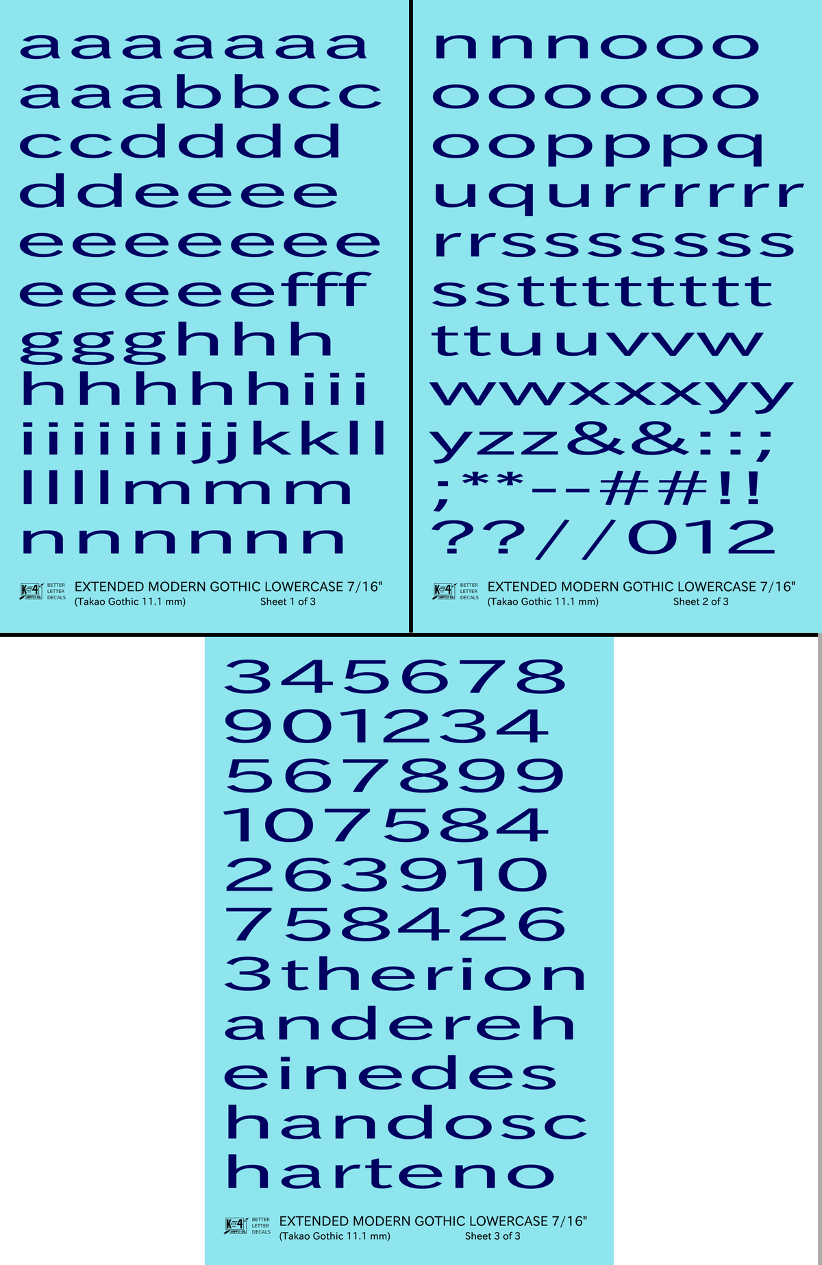 Lowercase Extended Modern Gothic Letter Alphabet