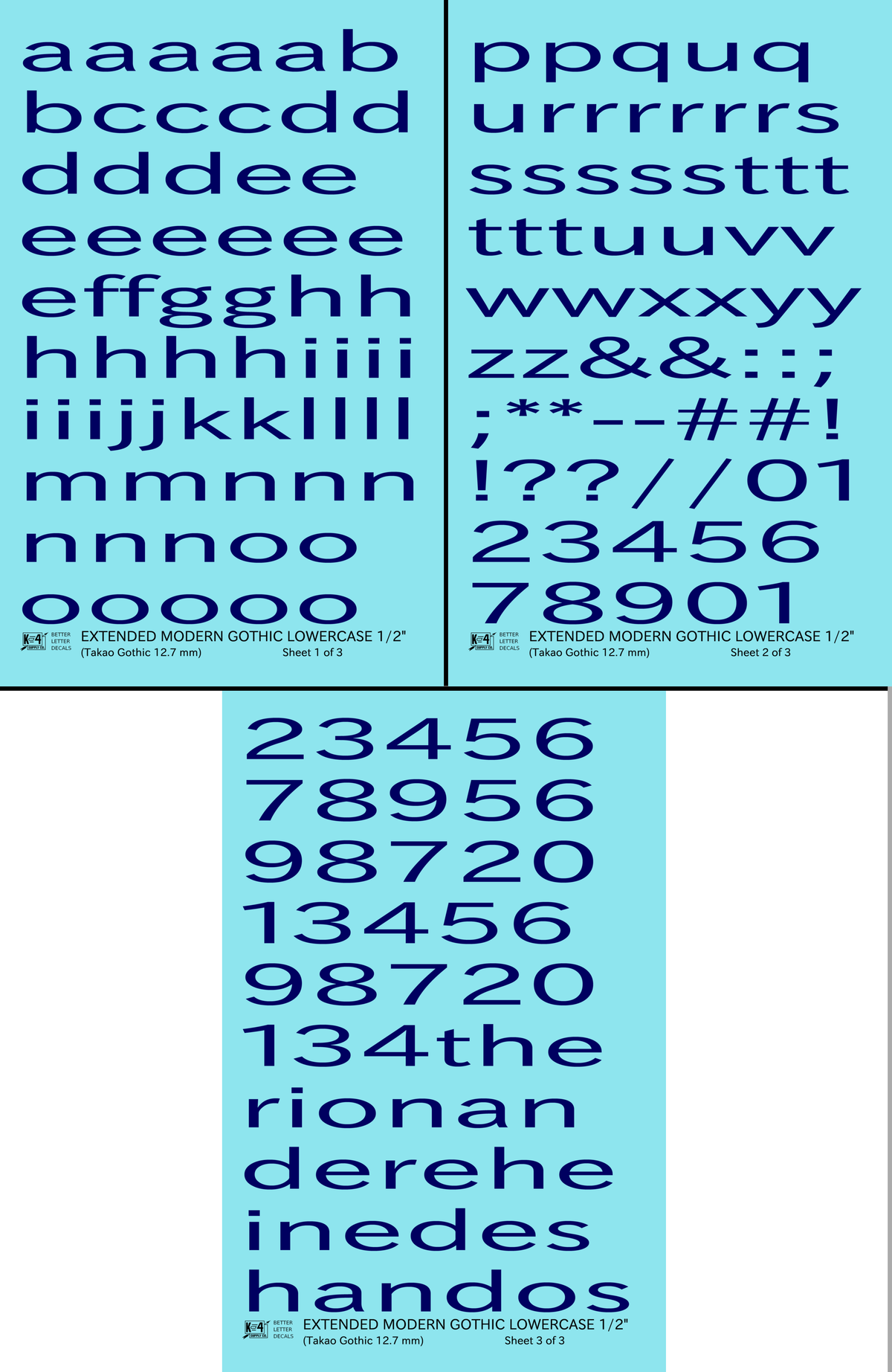 Lowercase Extended Modern Gothic Letter Alphabet