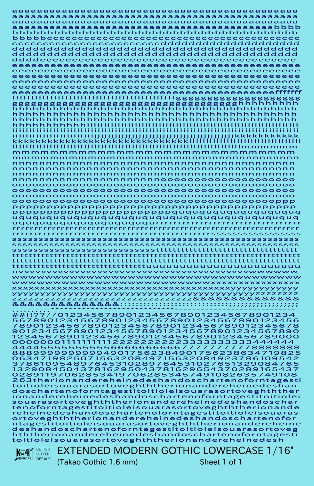 Lowercase Extended Modern Gothic Letter Alphabet
