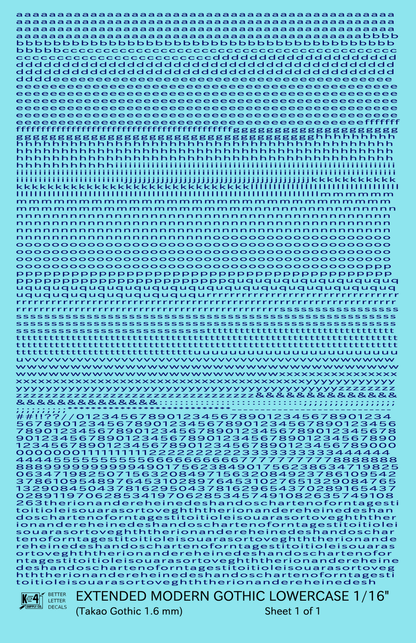 Lowercase Extended Modern Gothic Letter Alphabet