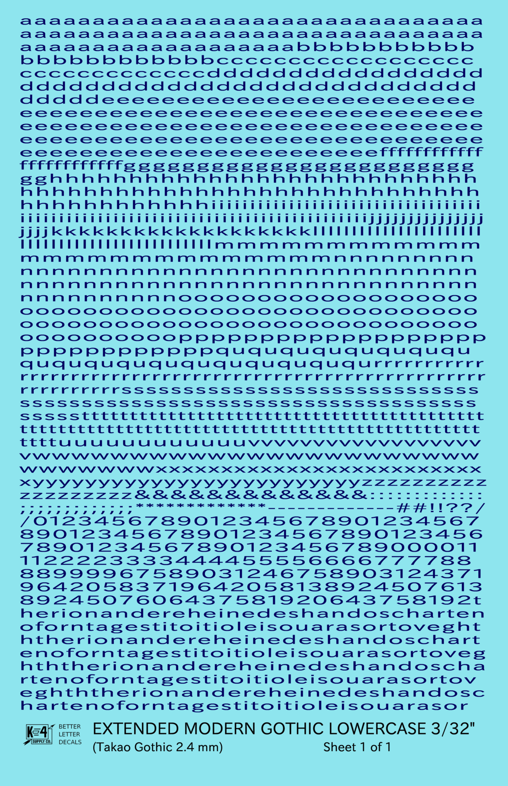 Lowercase Extended Modern Gothic Letter Alphabet