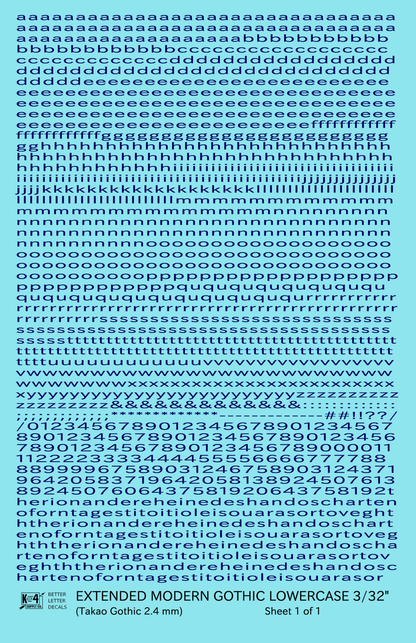 Lowercase Extended Modern Gothic Letter Alphabet