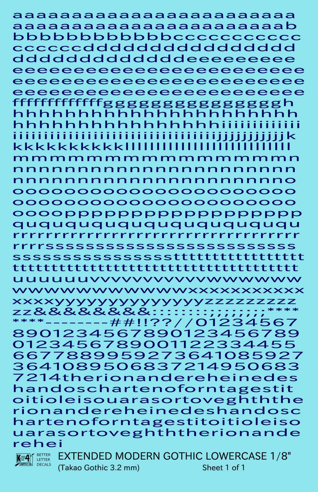 Lowercase Extended Modern Gothic Letter Alphabet