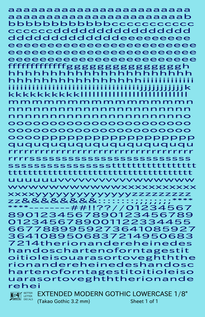 Lowercase Extended Modern Gothic Letter Alphabet