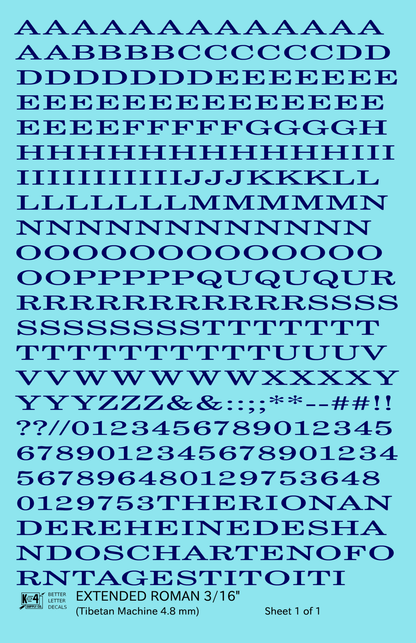 Extended Roman Letter Number Alphabet