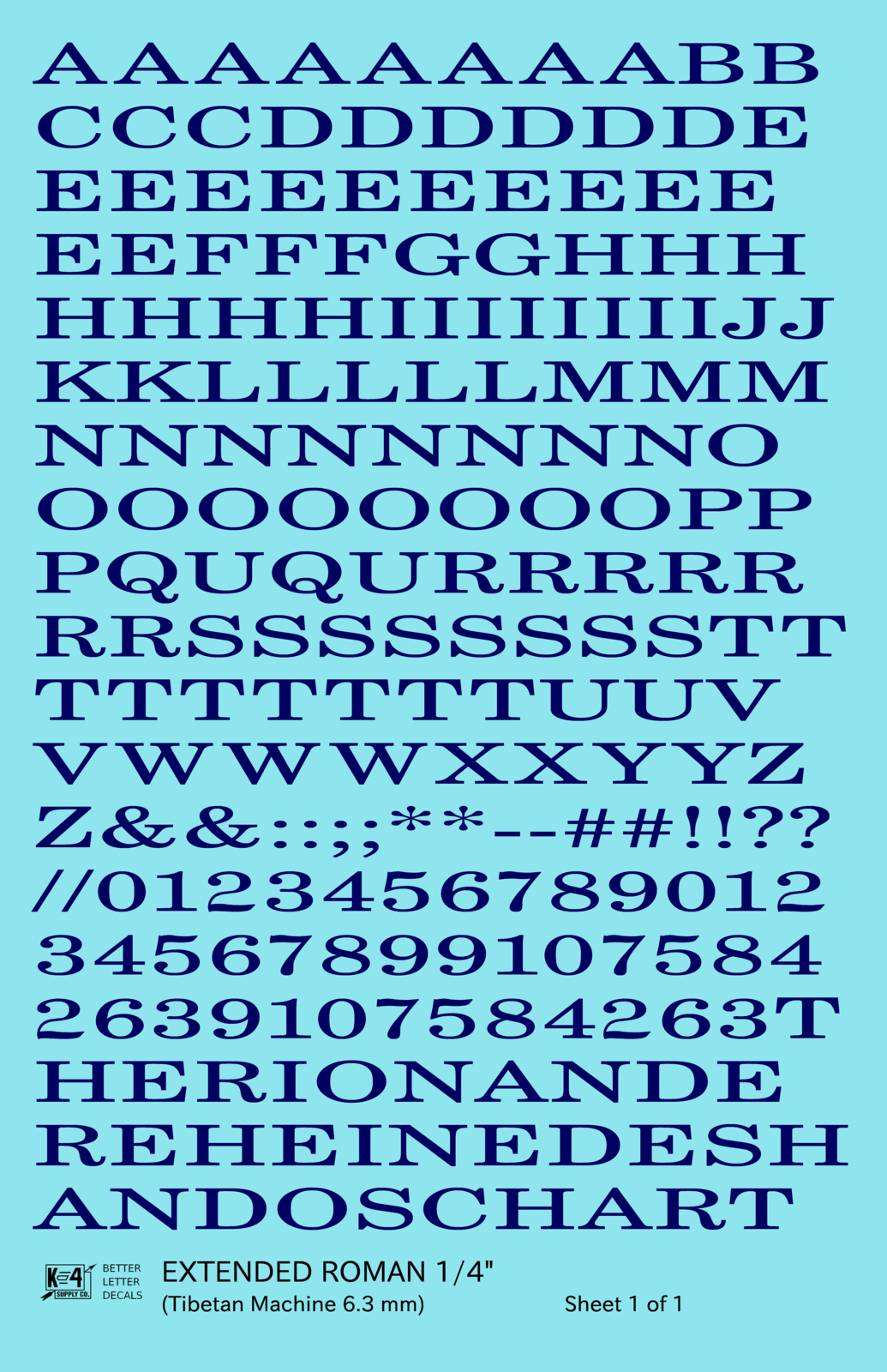 Extended Roman Letter Number Alphabet