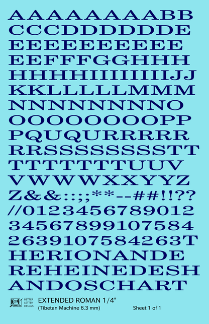 Extended Roman Letter Number Alphabet