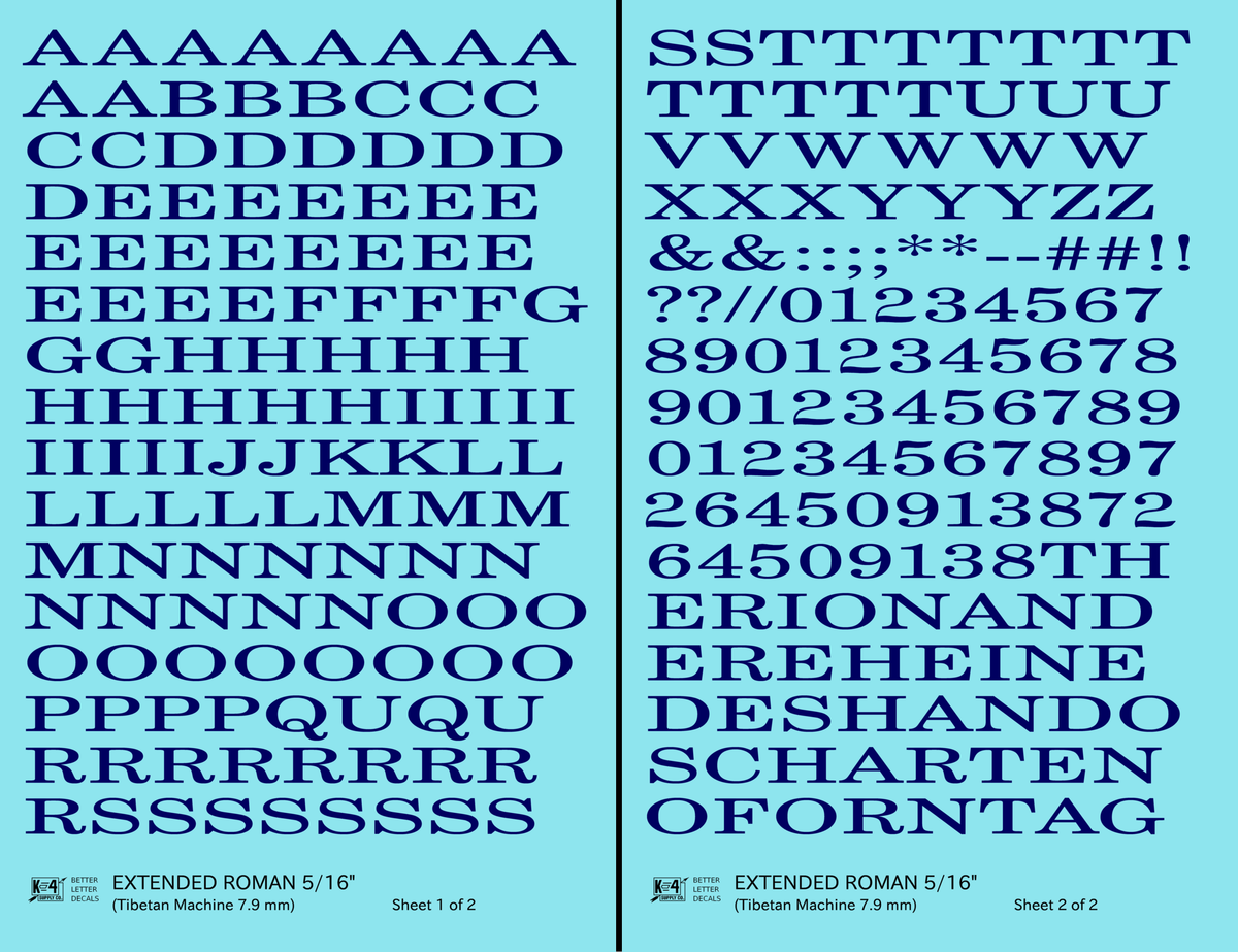 Extended Roman Letter Number Alphabet