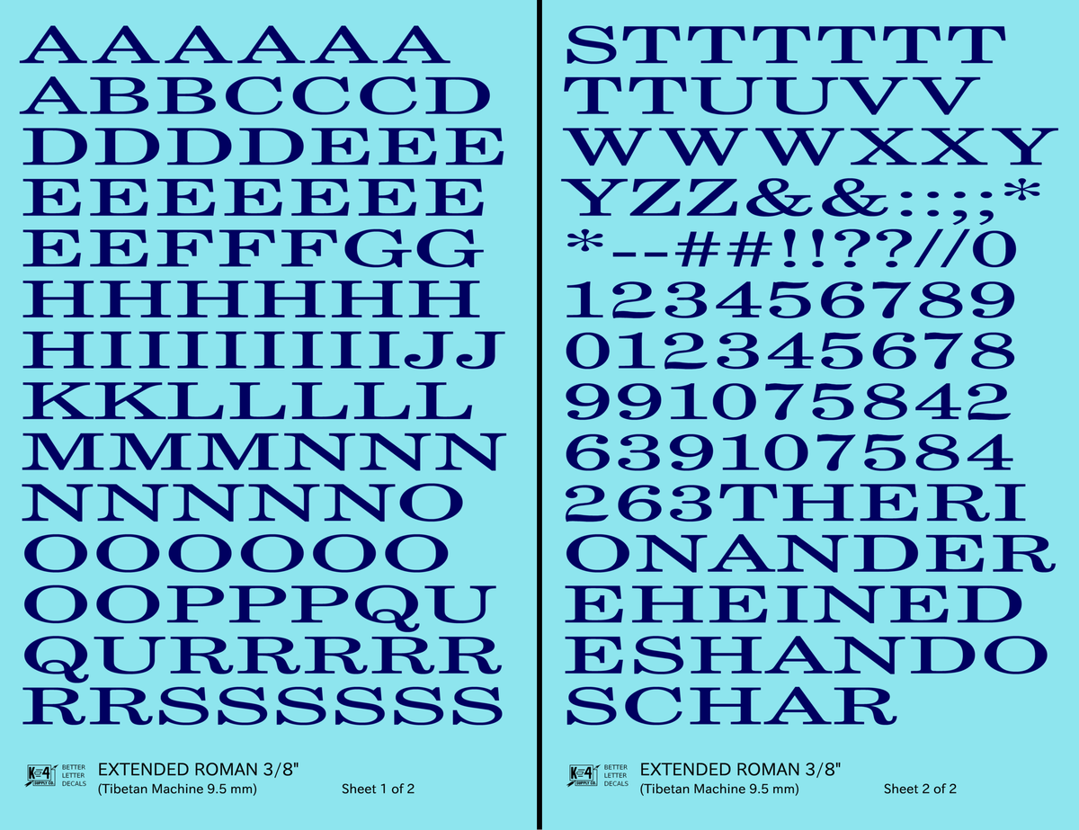 Extended Roman Letter Number Alphabet