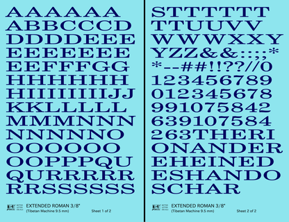 Extended Roman Letter Number Alphabet