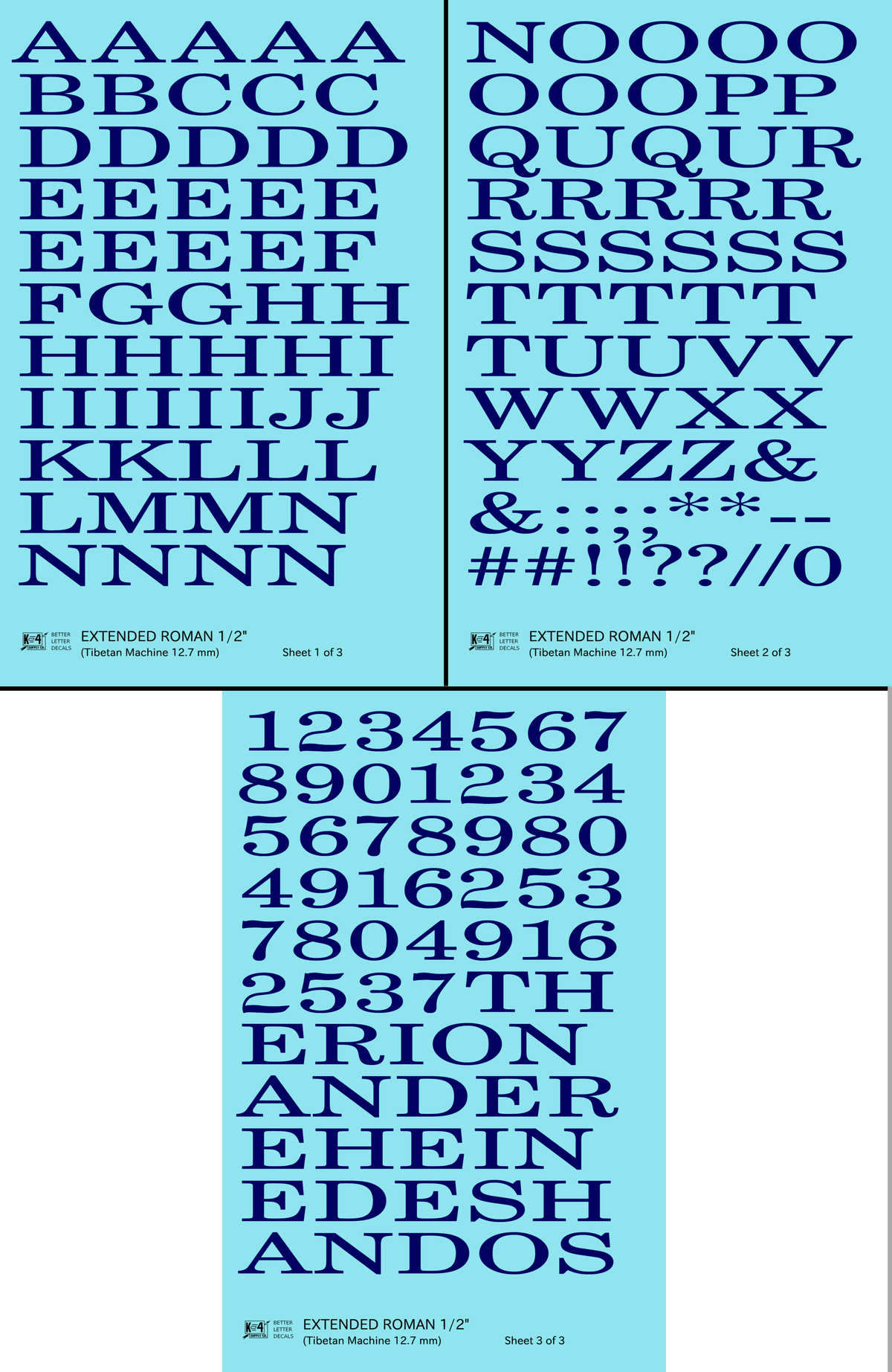 Extended Roman Letter Number Alphabet